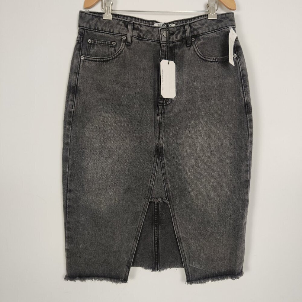 NEW Velvet Heart Denim Women's Effie Denim Midi Skirt Size 27 Gray Cotton Casual